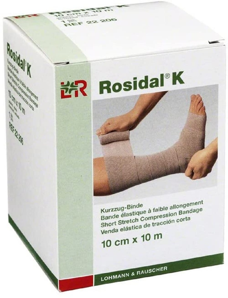 Lohmann & Rauscher Rosidal K Short Stretch Compression Bandage, för användning i hanteringen av akut & kronisk lymfödem, edema och venös otillräcklighet, 3,93 "x 11 Yards (10cm x 10m), 1 Roll
