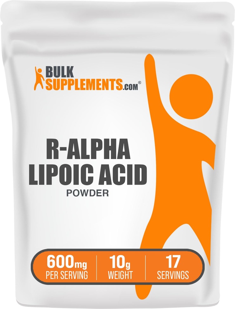BulkSupplements.com R-Alpha Lipoic Acid Powder - R-ALA Supplement, R Alpha Lipoic Acid 200mg - Antioksidantteja Supplement, Gluteeniton, 200 mg per tarjoilu, 10g (0,35 oz) (pakkaus 1)