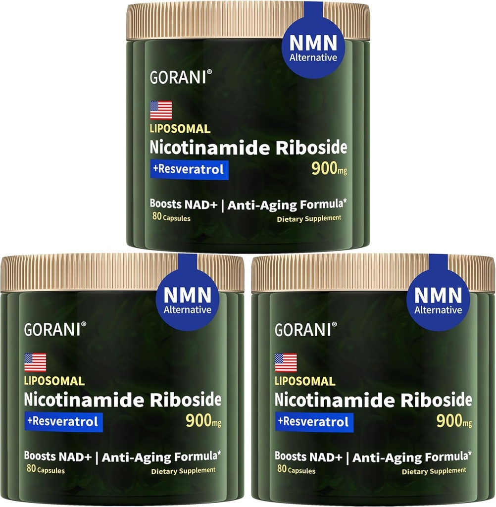 Gorani NAD + Tillägg 900MG, Nicotinamide Riboside, Liposomal Resveratrol, Quercetin (3)