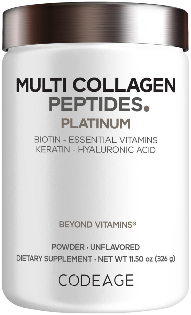 Koodaus Multi Collagen for Women & Men Biotiini 10000mcg Keratiini, Proteiinijauhe C-vitamiini B6 D3, Hyaluronihappo, Niasiini - Hydrolysoitu Collagen Coffee Creamer 5 tyypit - makuamaton - ei-GMO - 11,50