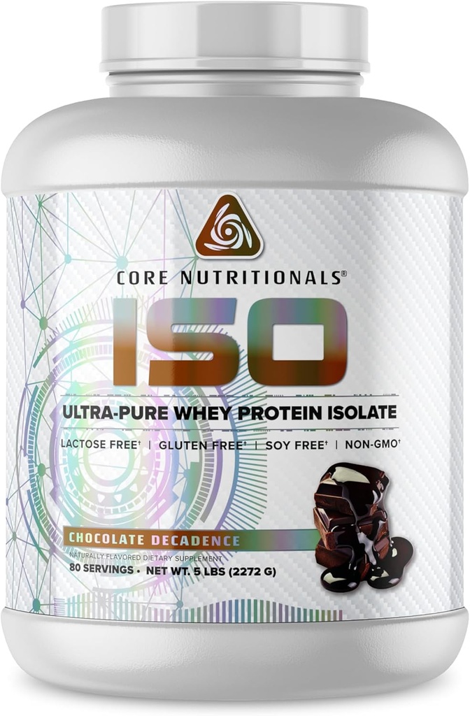 Core Nutritionals ISO, 100% mikrosuodatettu, nolla tekonurmi, 25g Whey Protein Isolate, 80 tarjoilut (suklaa Decadence)