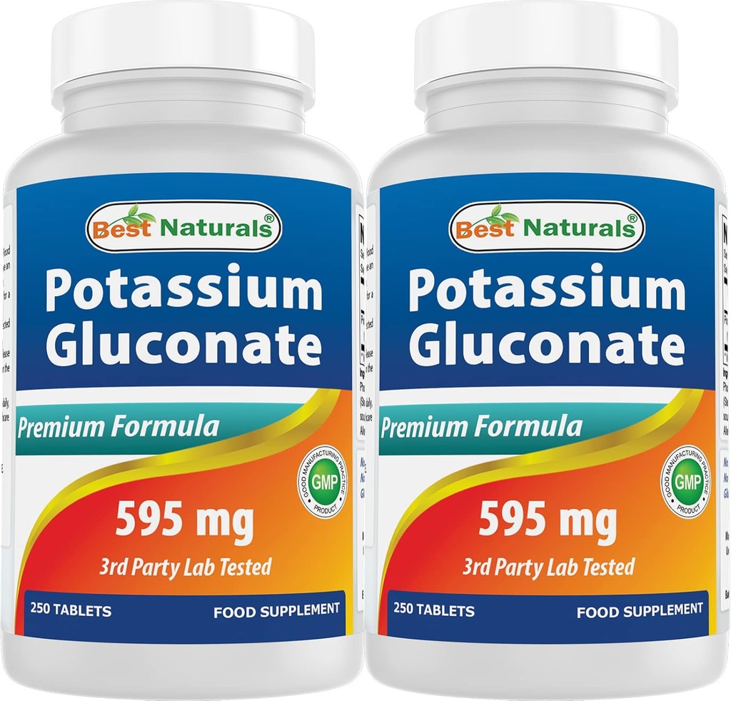 Bästa naturliga kaliumglukonat 595 mg 250 tabletter (250 greve av 2)