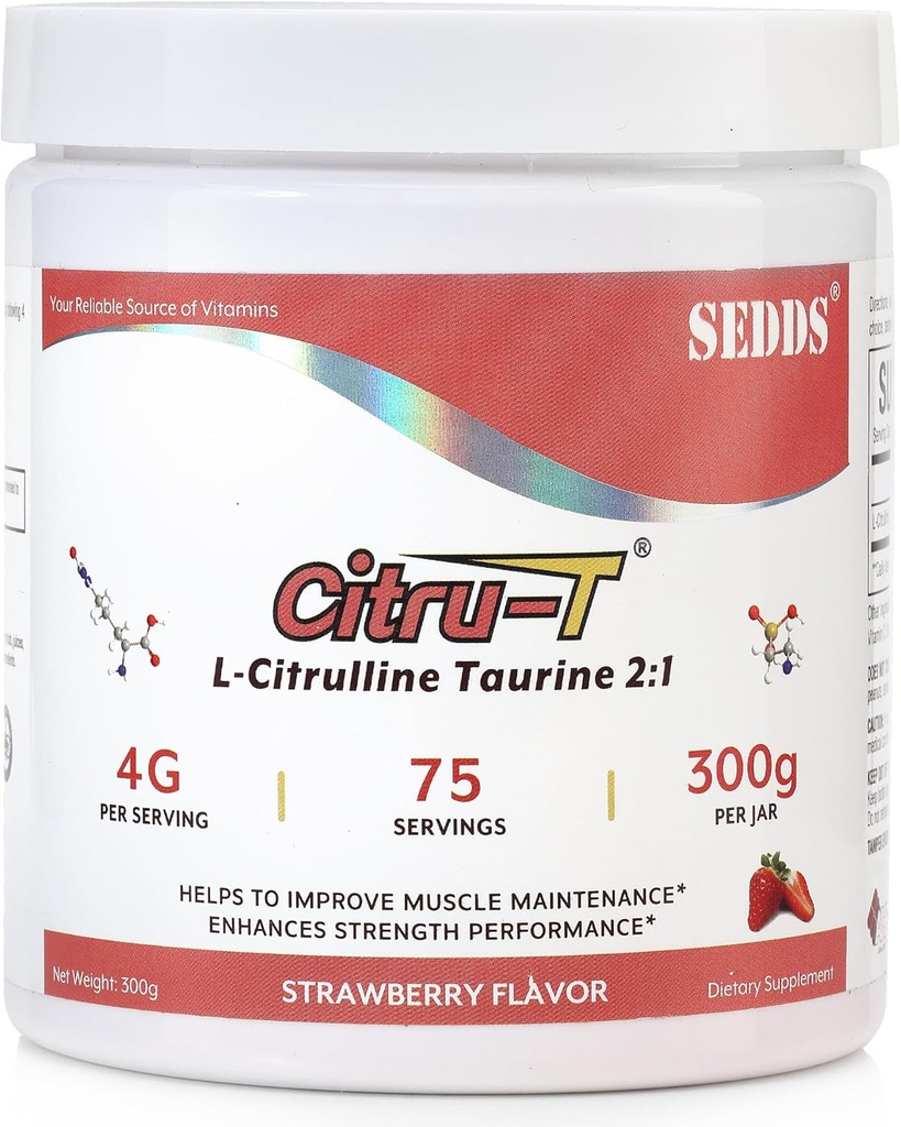 Mansikka-Flavored L-Citrulline Taurine 2:1, L Citrulline Powder, Mautonta Vegaani Taurine Powder, Pre-Workout Urheilu Nutrition miesten ja naisten 1 punta jauhetta