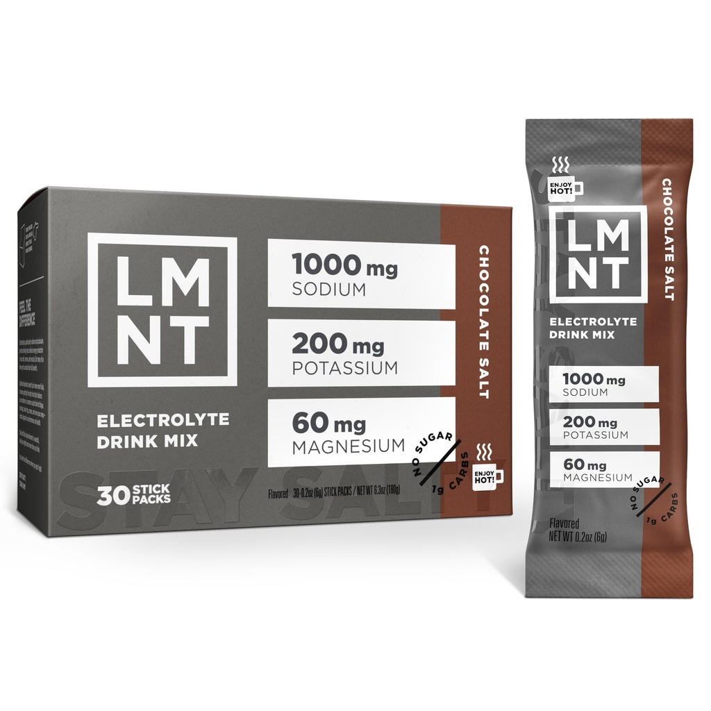 Drick LMNT Zero Sugar Hot Chocolate eller Coffee Mixer - Chocolate Salt | Drink Mix | 30-Count
