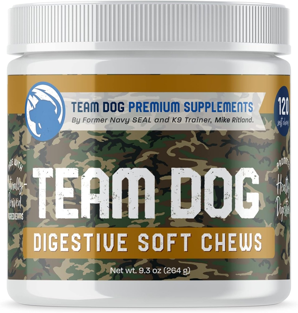 TEAM DOG Probiootti pureskella koirille Ruoansulatuskanavan Entsyymit ja koira Probiootit Hiiva, kutiava iho ja kutiava korvat Allergies & Herkkä vatsat ... Edistää ruoansulatusta ja suoliston terveyttä koirille 120 Count