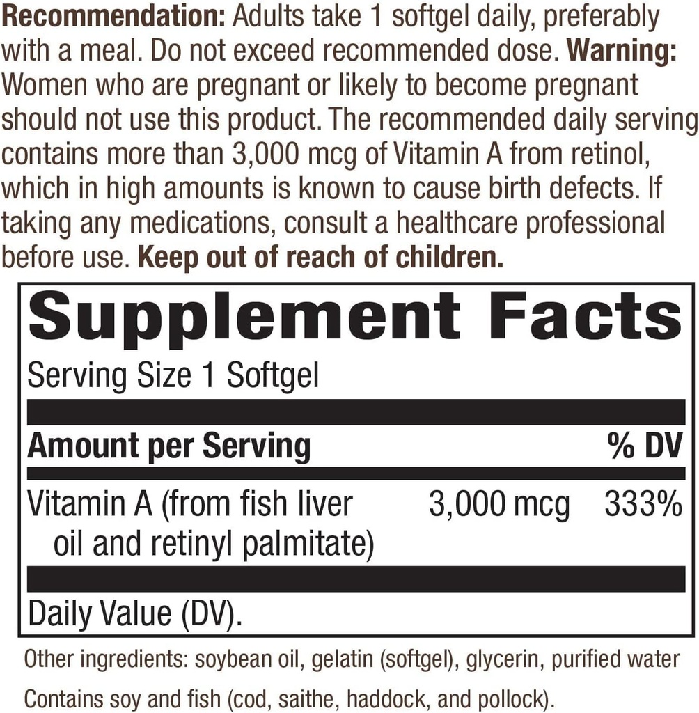 Nature's Way A-vitamiini - 10000 IU - 100 Softgels