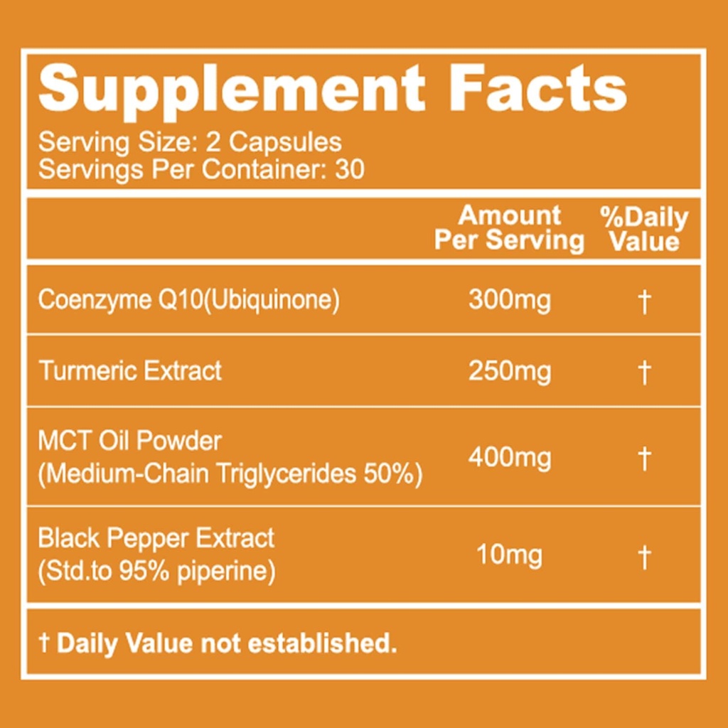 CoQ10 300 mg kapselit, Vegan Supplement for Energy Production, non-GMO, Gluteeniton - 60 kasviskapselia