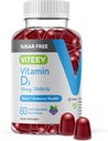 Vitey-vitamiini D3 Gummies for Aikuinen & Teini - 2000 IU, 50 mcg - Sokeriton, luuton, nivel- ja lihasterveys, immuuni Boost - kasvissyöjä, liivate, GMO-vapaa - maukas pureskeltava Marjamaku