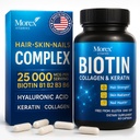 Biotin Keratin & Collagen Capsules - Tillverkad i USA - Natural Collagen, Keratin & Biotin för hårväxt - Biotin & Collagen Vitaminer med Multi Collagen Peptides för håravfall, hud & naglar - 60 Caps