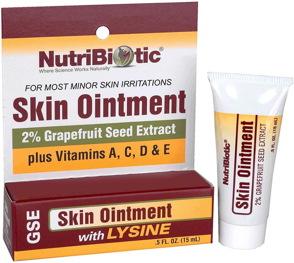 NutriBioottinen ihovoide .5 Fl Oz ... GSE, lysiini, mehiläisvaha, echinacea, Goldenseal, E-vitamiini ja enemmän E-vitamiini pienille ihon ärsytyksille ja terveille kudoksille...