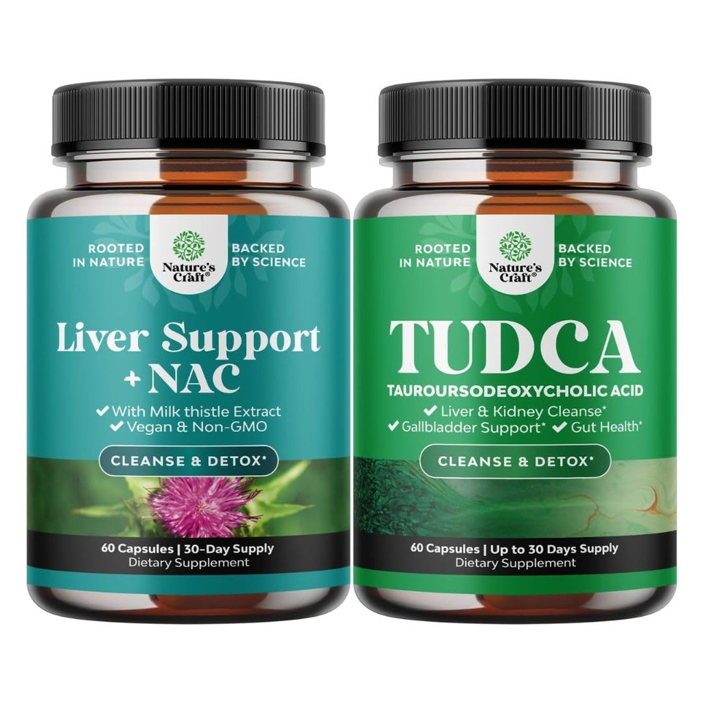 Bundle of Liver Support Supplement with NAC for Liver Cleanse and Advanced Bile Salt TUDCA täydennysosa Sappirakko Munuaisten ja maksan tuki