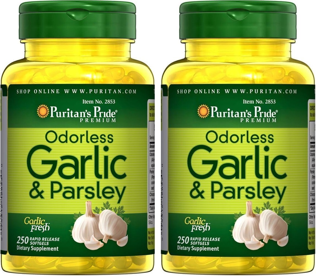 Puritan's Pride Odorless Valkosipuli & Persilja 500 Mg / 100 Mg, 250 Mg (Pakkaus 2)