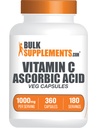 BulkSupplements.com Askorbiinihappokapselit - Askorbiinihappo C-vitamiini 1000 mg, C-vitamiinin lisäravinteet - Vegaani & Gluteenittomat, 2 kapselia per tarjoilu, 360