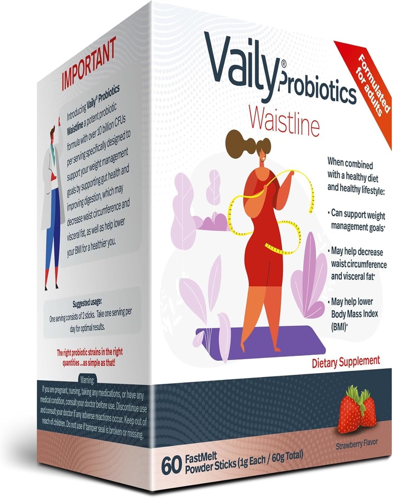 Weight Management Probiotic Powder Sticks - 60 Orally Dissolvable Slimming Sticks - Gut Health Supplements for Managing Waist Circumference - Metabolism Supplement för hälsosam kost och livsstil