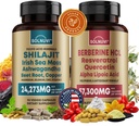 Kaikki in One Vitality Bundle - Shilajit Pure Himalajan Organic & Berberine HCl Complex - Sea Moss, Ashwagandha, Resveratrol, Alpha Lipoic Acid, Quercetin - Ei-GMO, Gluteeniton, Vegan Supplement