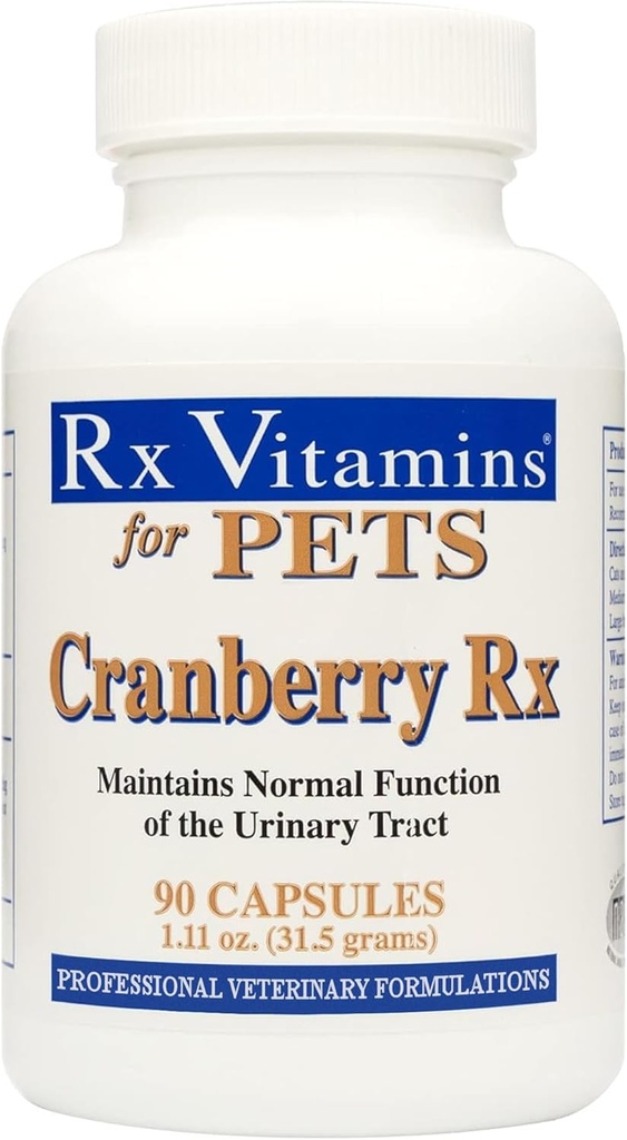 Rx Vitamins Cranberry Pills för hundar - Cat Urinary Tract Medicine Support - UTI Behandling för husdjur - Dog & Cat Urinary Relief Aid - 90 Cap.