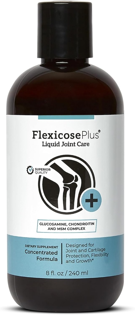 Flexicose Plus - Liquid Joint Care - 8 fl oz - Advanced Joint Support Supplement with Glukosamiini, Chondroitin & MSM Complex Joint Care for Miehet ja naiset