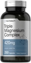 Horbäach Triple Magnesium Complex | 420 mg | 250 kapslar | Non-GMO och Gluten Free Formel | Magnesium Oxide, Citrat och Aspartate Dietary Supplement