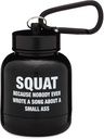 ONMYWHEY - Protein Powder & Supplement Funnel Keychain, Portable To-Go Container for the Gym, Treouts, Fitness, & Travel - TSA Hyväksytty, Squat