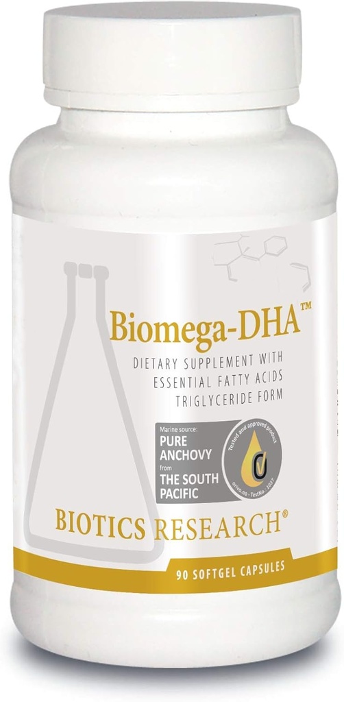 Biotics Research Biomega DHA Fish Oil, 600 mg DHA, stöder lärande och minne, Fetal Brain Vitaminer, 90 Softgel Capsules