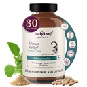 Organic mielialapillerit - 60 kapselia Organic Ashwagandha lisäravinteet naisille ja miehille, Ashwagandha juurikapselit Cordyceps, Holy Basil & Rhodiola, vähentää stressiä, parantaa mielialaa ja kognitiivisia toimintoja