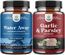 Bundle of Water Away Fluid Retention with Dandelion Leaf Extract & Green Tea for Bloating Relief ja voiteeton valkosipuli Softgels - Persilja uute & ikääntynyt valkosipuli täydentää Gut