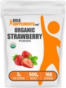 BulkSuplements.com Organic Strawberry Powder - Fruit Powder from Organic Mansikka - Ei sokeria Lisätty & Gluteeniton, 3g per tarjoilu, 500g (1,1 lbs) (Pakkaus 1)