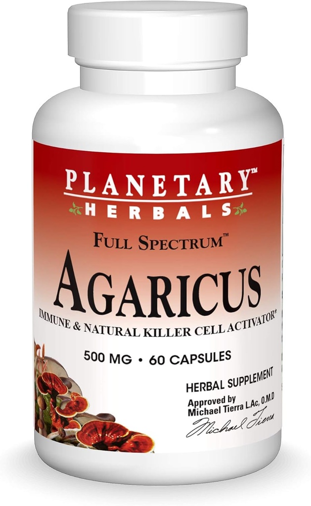 Planeetan kasvit Agaricus uute Täysspektrikapselit, 500 mg, 60