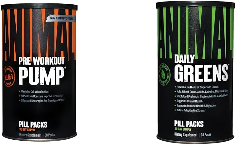 Eläinpumppu Preworkout Greens Greens, Probiootit ja digestio täydentää 30 Count Bundle