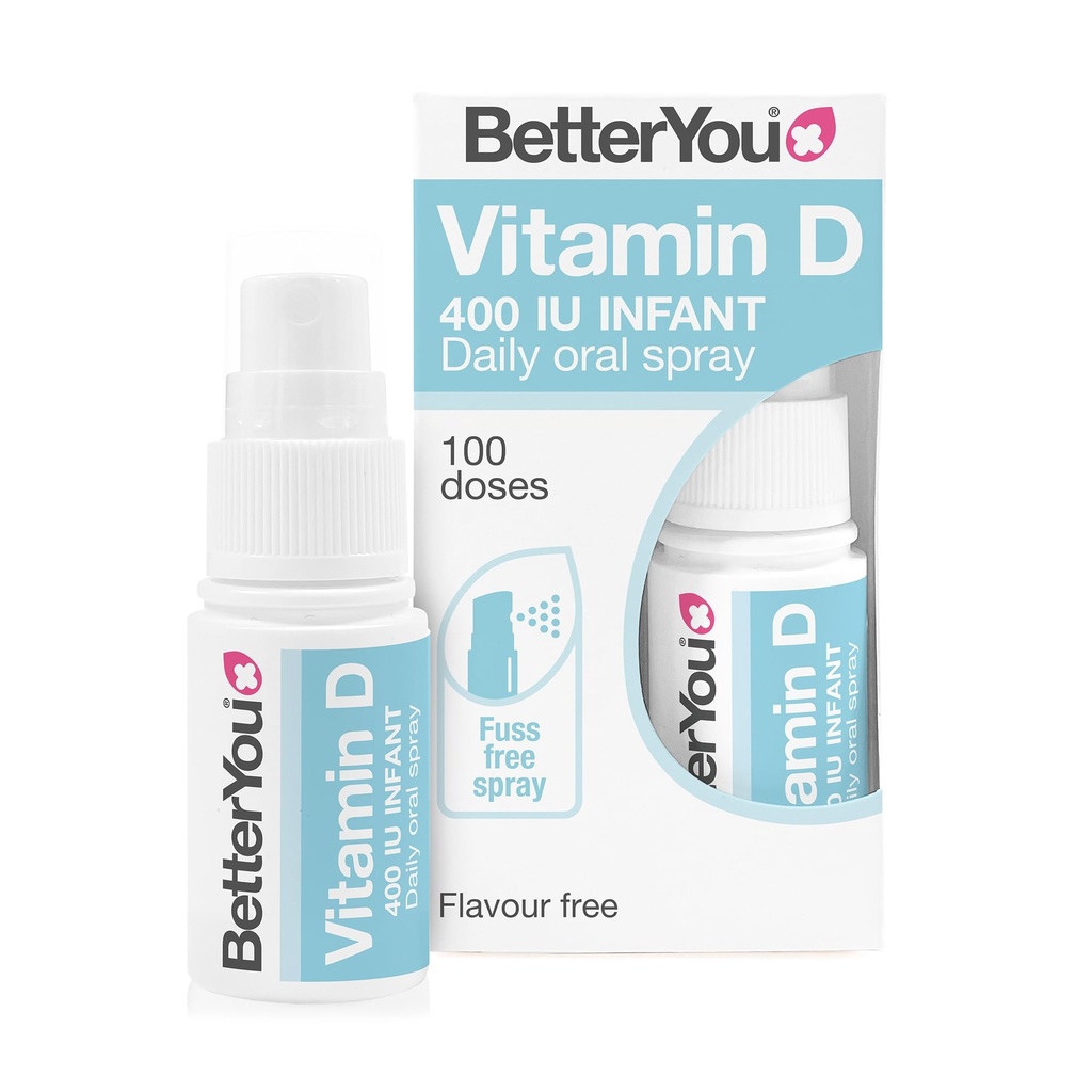 BetterYou D400 Infant Vitamin D Oral Spray - Bekvämt alternativ för tabletter - speciellt formulerad för barn under 3 år - Enkel och ren formulering - Vital för barns utveckling - 0,5 oz