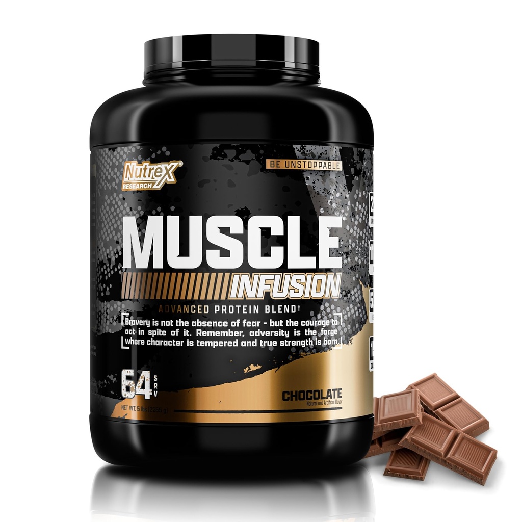 Nutrex Research Whey Protein Powder, Chocolate Muscle Infuusio Whey Isolate w/EAA & Hei BCAA lihasvoitosta - 5 punta - Lihas rakentaja miehille & naisille, urheilu ravitsemus, herkullinen maku & teksture