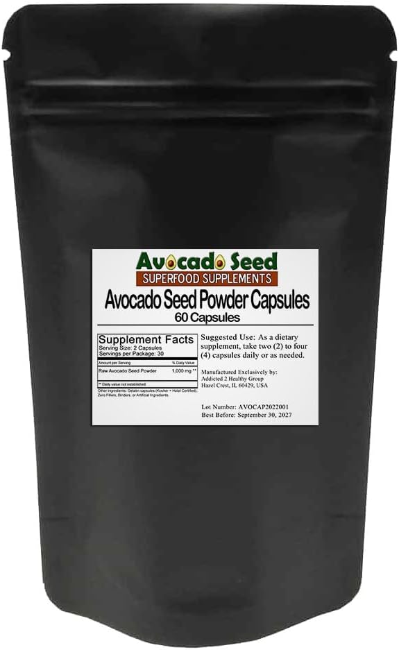 Avokado Seed Powder Capsules [60 Count] #1 Prebioottikuitu + antioksidantti Supplement, Raw Food, Ruoansulatus - Ultimate Sustainable SuperFood