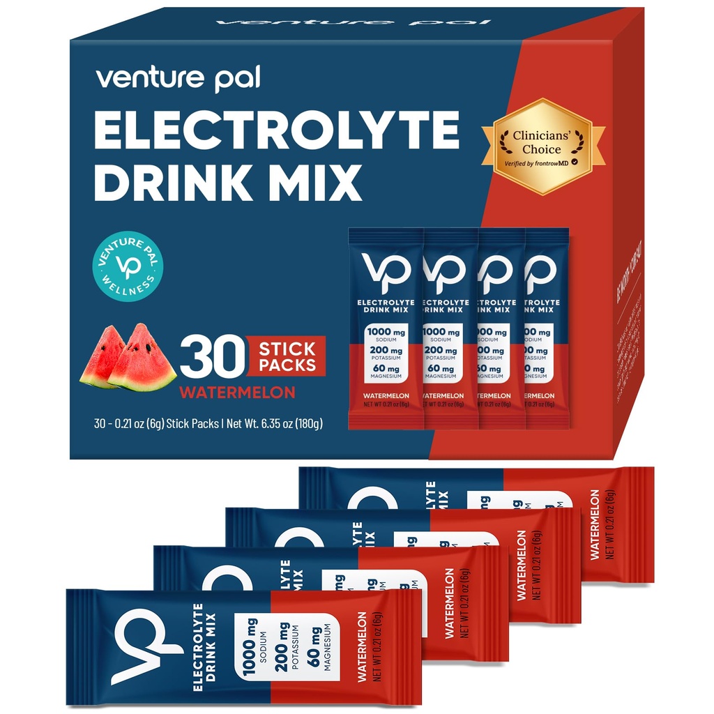 Venture Pal High Sodium Sugar Free Electrolytes Powder Packet - Hydraation Packets vitamiineja, natriumia ja kaliumia.
