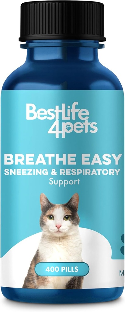 Kissa hengitys mukavuus täydentää - Natural Breathe Easy Feline Tuki kaikille vuodenajat, Yskintä, Satunnainen nenän tukkoisuus ja aivastus - 400 Odorless, Helppo antaa Mauttomat pillerit