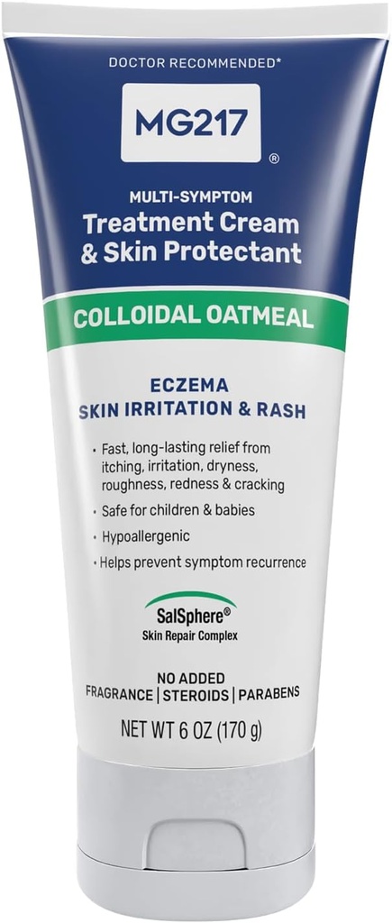 MG217 Ekseema Body Cream kanssa 2% Kolloidinen kaurapuuro, rauhoittava helpotus kuiva, kutina, ja ärtynyt iho, julma, steroidi ja hajusteet-vapaa Moisturizer, 6 oz putki