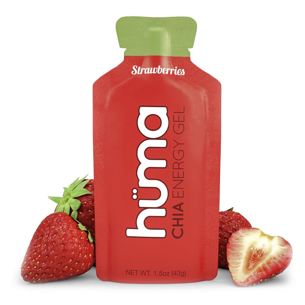 Huma Chia Energy Gel, Mansikat, 12 geeliä - Premier Sports Nutrition for Endurance Exercise