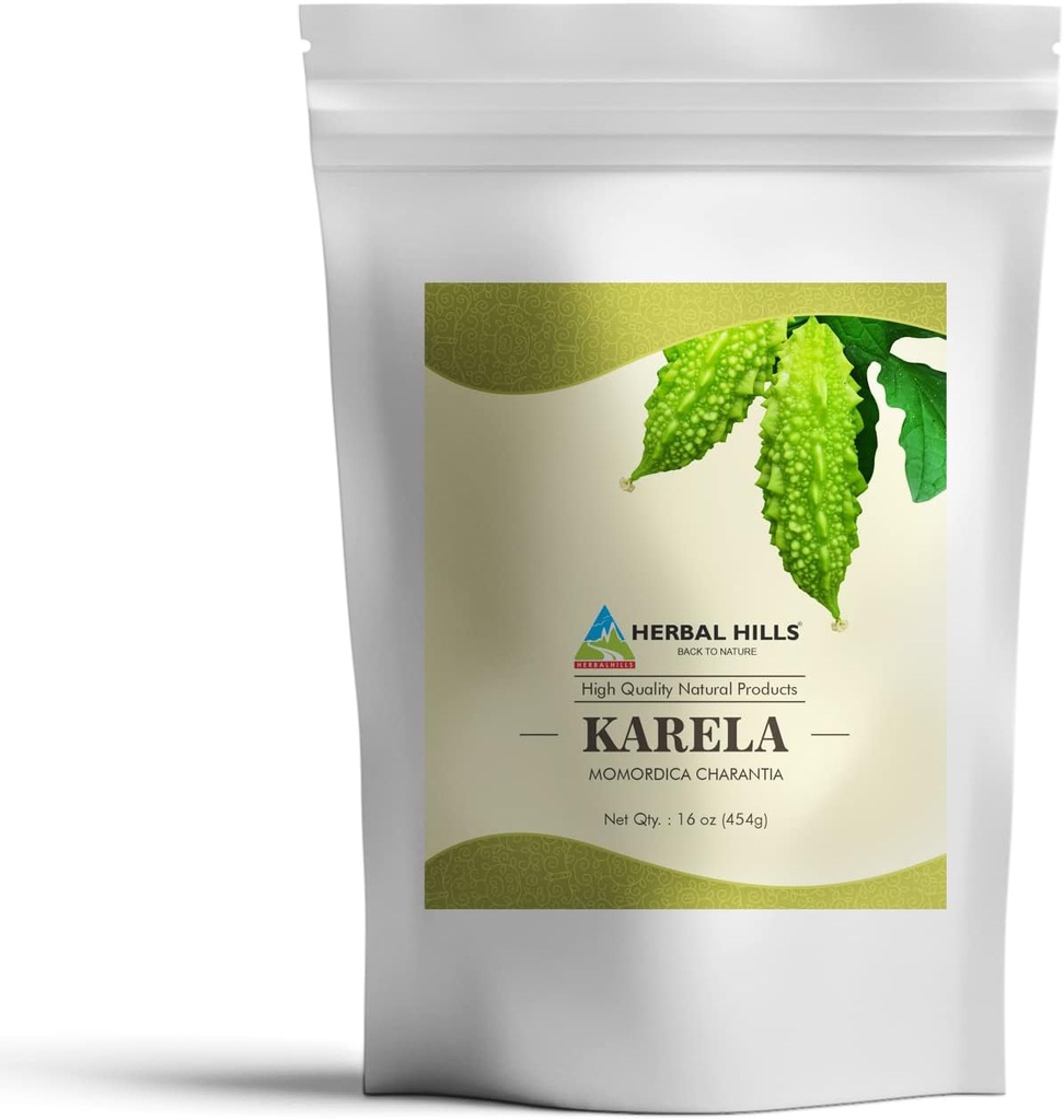 HERBAL HILLS Bitter Melon/Bitter Gourd/Karela Powder (Momordica Charantia) | 16oz (454 GMS) | Bäst för Eye & Skin Health