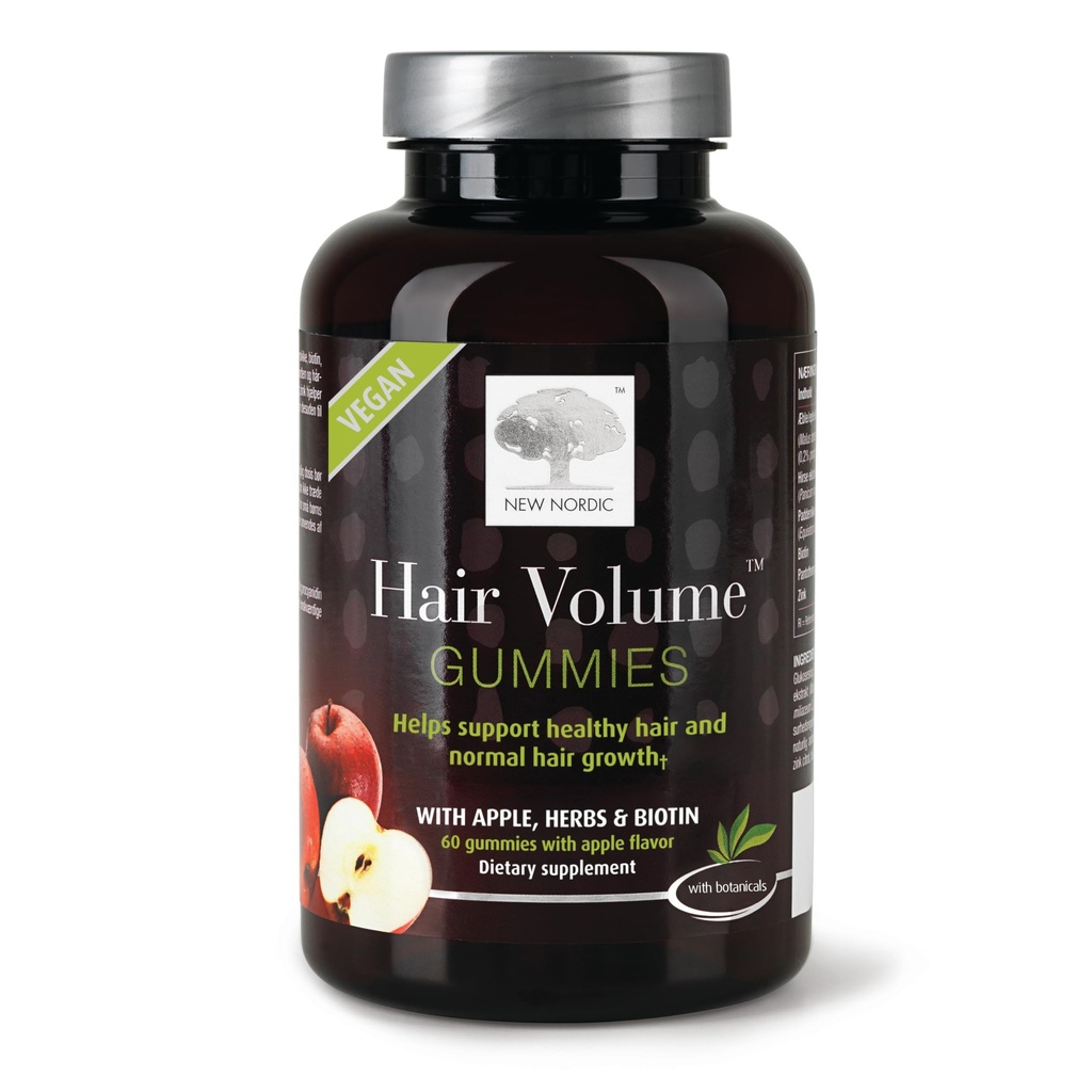 NEW NORDIC Hair Volume Gummies, 2500 mcg Biotin, Daily Hair Vitamins Supplement för att stödja Hair Skin & Nails, Vegan, 60 Count (Pack of 1)