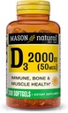 MASON NATURAL D3 2 000 IU Ultra Strength, tukee luun tihentymistä, vahvuutta ja immuuniterveyttä, 300 Softgels