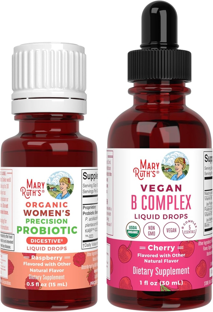 MaryRuth Organics Precision Probiootti naisille (vadelma) & B Complex Drops (Cherry) ... UDA Organic, Clean Label Project Varmennettu® ...