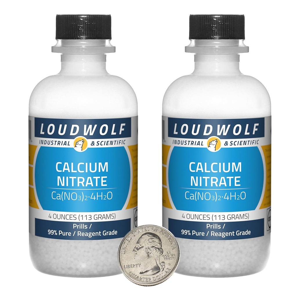 Kalsiumnitraatti / 8 Ounces / 2 pullo / 99% Pure Reagenssi Grade / Prills