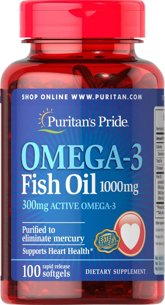 Puritaanit Pride Omega-3 Kalaöljy 1000 Mg, 100