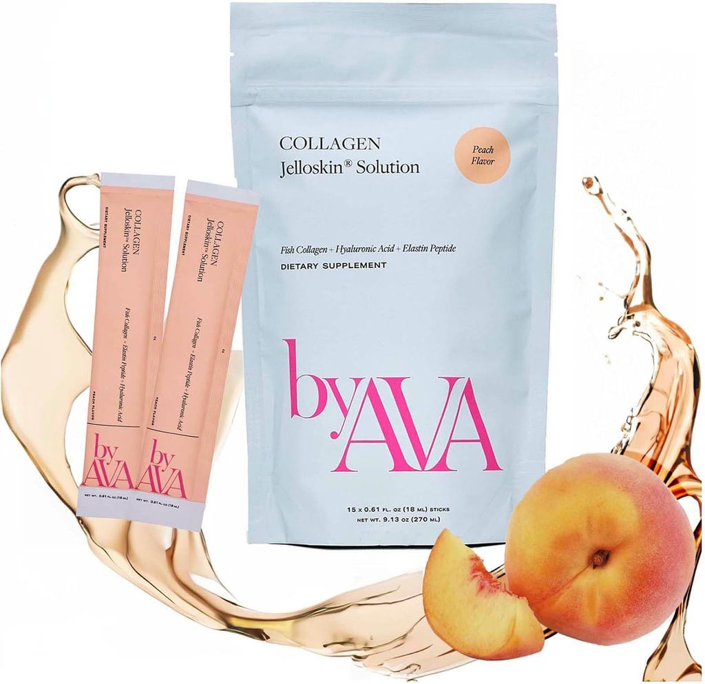 ByAVA Liquid Collagen Jelloskin Solution ... Marine Collagen Peptides + Hyaluronic Acid + Elastin peptidit Triple Supplements - Hiusten iho ja kynnet ... Hydrolysed Fish Collagen for Women