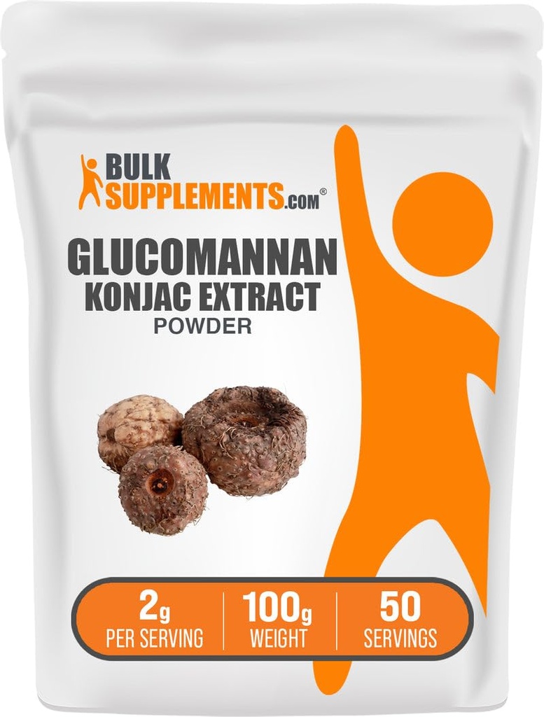 BulkSupplements.com Glucomannan Powder - från Konjac Root Extract Powder, Glucomannan Supplements - Gluten Free, 2g per Servering, 100g (3,5 oz) (Pack av 1)