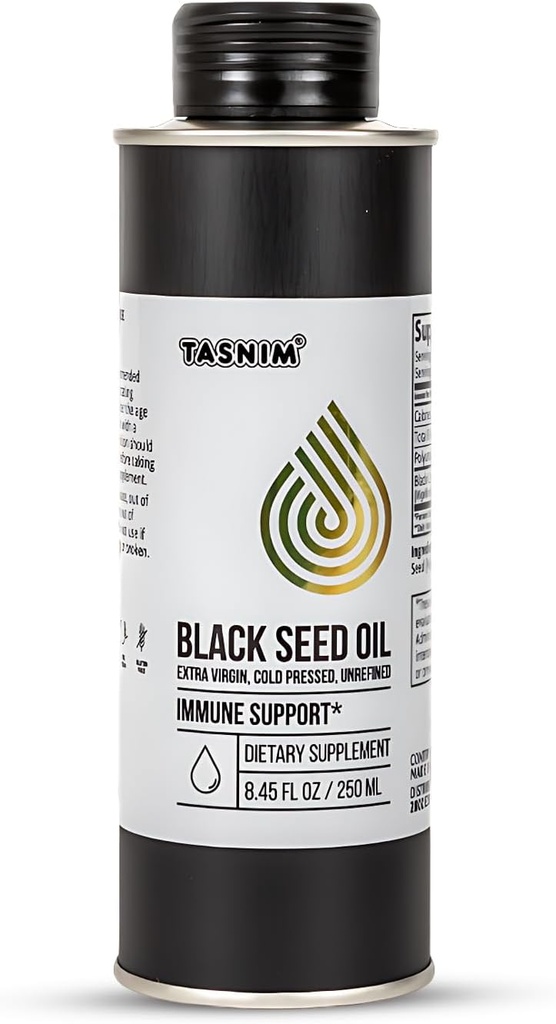 100% Etiopian BlackSeed Oil 8.45 Oz - Cold Pressed Black Seed Oil for Immuun Support, High Potency 5,7% - 21% Thymokinone Skin, Hair & Overll Health - Jalostamaton Musta Cumin Seed Oil - Gluten Free
