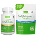 Super B- Complex 180 tablettia + Triple Magnesium Complex 180 tablettia Vegan Bundle, Methylated Release B Complex + High Imeytyminen Kelated Magnesium Glycinate, Taurate & Citrate, by Igennus