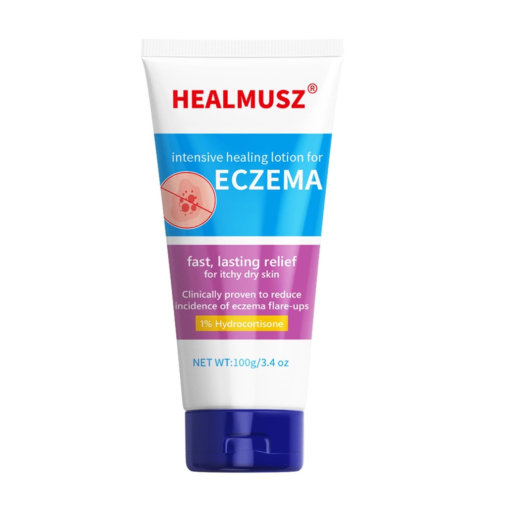 Healmusz Ekseema Relief Creamy Body Oil tarjoaa välitöntä helpotusta ekseema-Prone iho - 3.4 oz. Putki NDC:84010-008-01