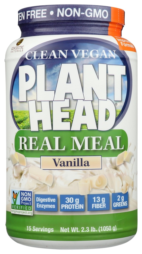 Kasvi Head Real Meal Organic Plant Based Protein Powder, Vanilla - Vegaani, Matala Net Carbs, Non Dairy, Gluteeniton, Laktoositon, Ei Sokeria Lisätty, 2.3 Pound
