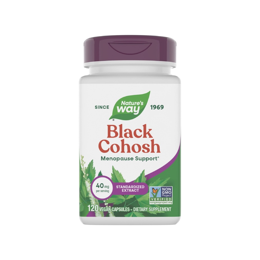 Naturens sätt Premium Black Cohosh, klimakteriet stöd för kvinnor *, 40 mg per portion, 120 Vegan kapslar