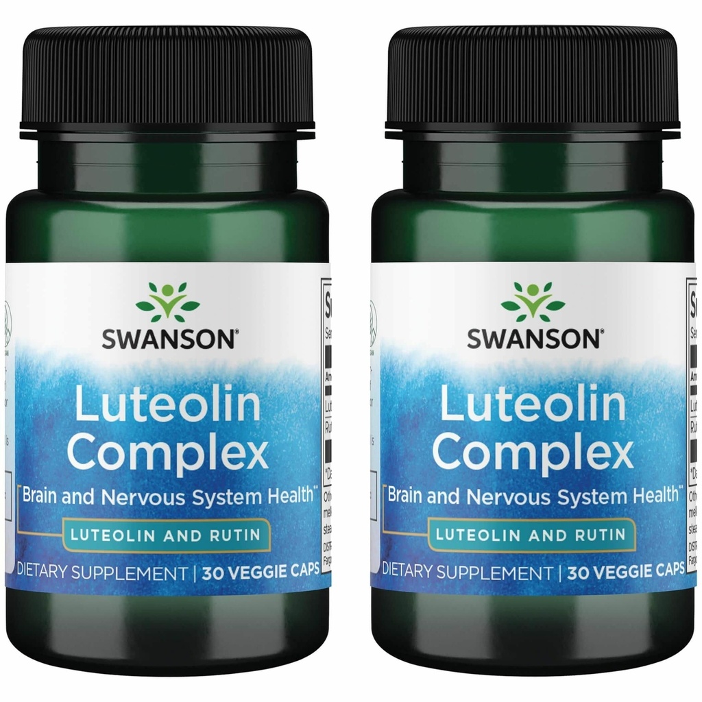 Swanson Luteolin Complex w/Rutin - Brain Support Supplement främja minne, humör och kognitiv hälsa - naturlig formel för att hjälpa till att upprätthålla nervsystemet - (30 Veggie kapslar) 2 Pack